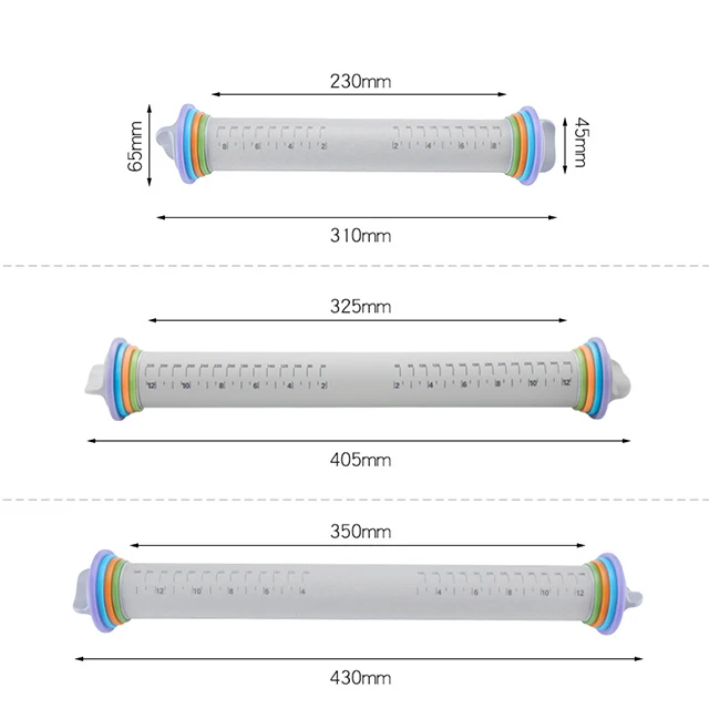 Flour wooden Rolling Stick with Adjustable Scale Food Grade Silicone Rolling Pin gun pastry tools bakers