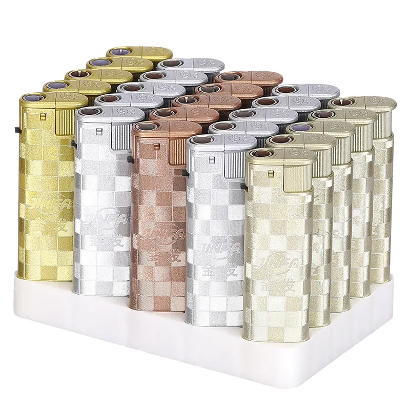 Blonde blue flame straight-through lighter art paint craftsmanship durable high-quality windproof lighter