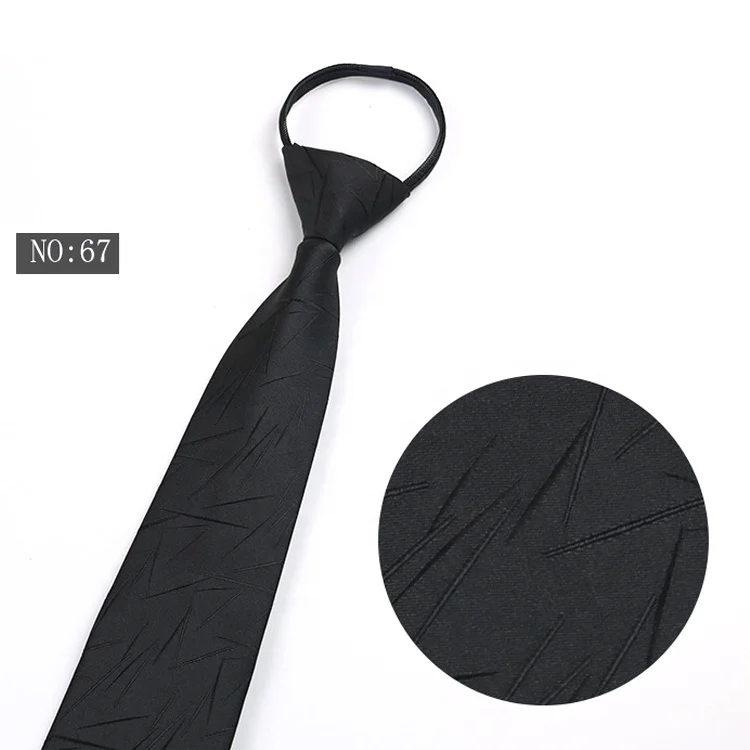 Factory direct black zipper tie black tie with zip 100% polyester