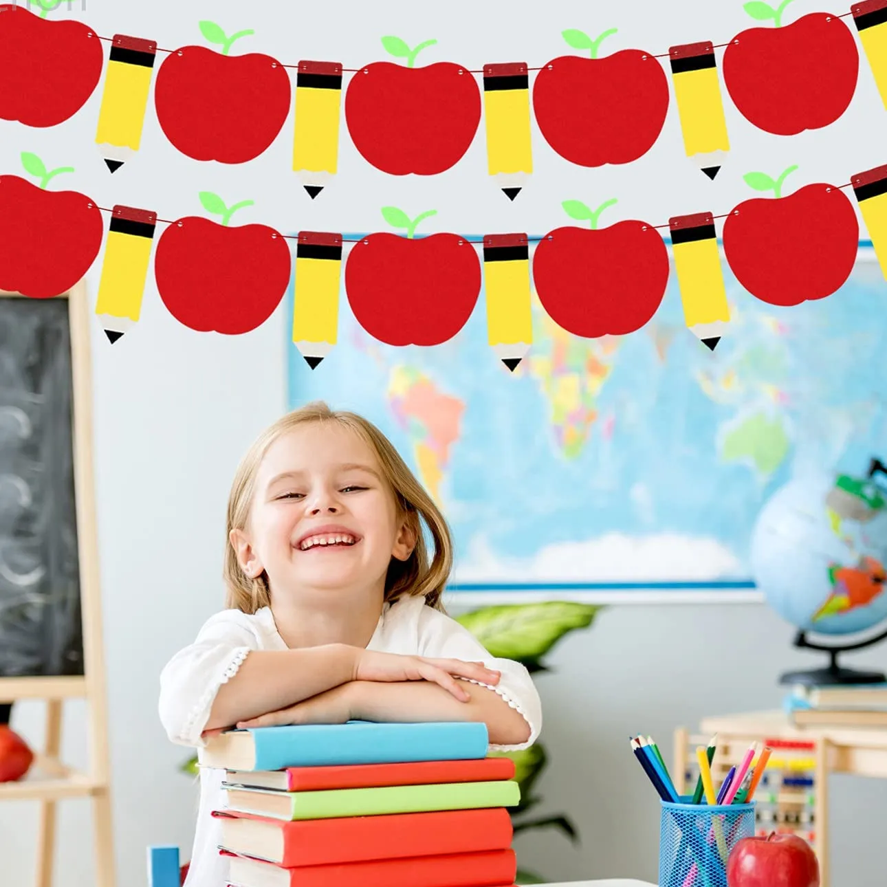 Party Supplies Welcome Back to School Felt fabric Pencil Banner 10 Feet DIY Ornament for First Day Of School Decorations