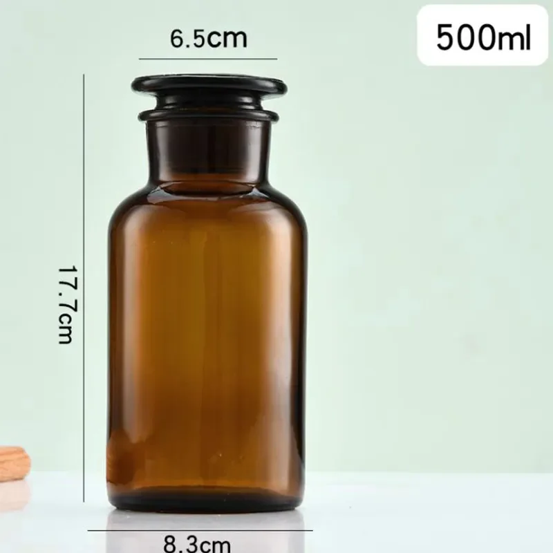 Brown Apothecary Glass Storage Bottle with Lid Botanical Jar Stem Flower Vase Amber Glass Apothecary Jar