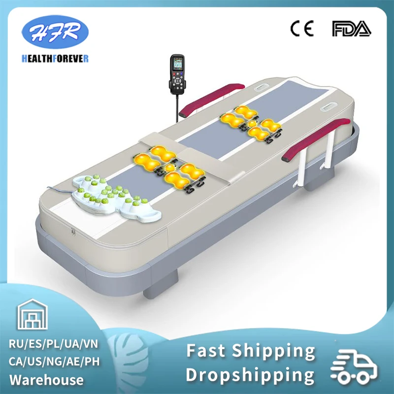 
Multifunctional whole body warm physiotherapy all in one full body moving and rolling heat jade stone massage bed 