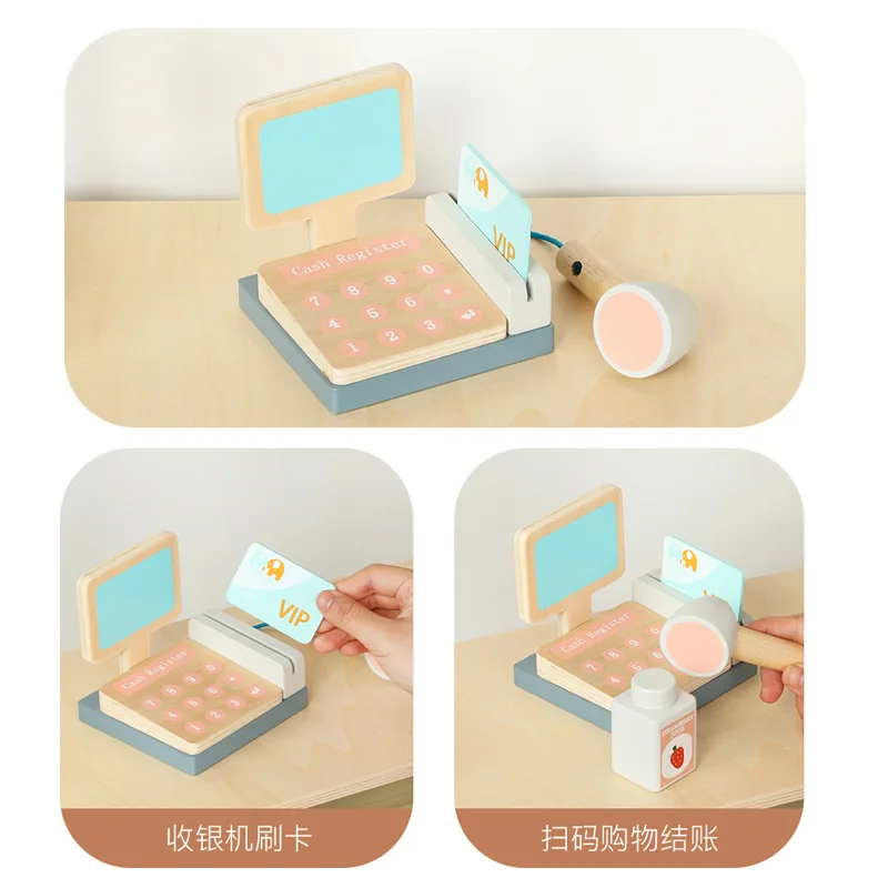 Wooden Market Shop Pretend Play Combined Toys Wooden Pretend Shop wooden grocery Convenience store toy
