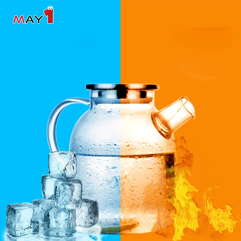 China Wholesale Custom Logo Borosilicate Glass Water Stainless Steel Lid Jug