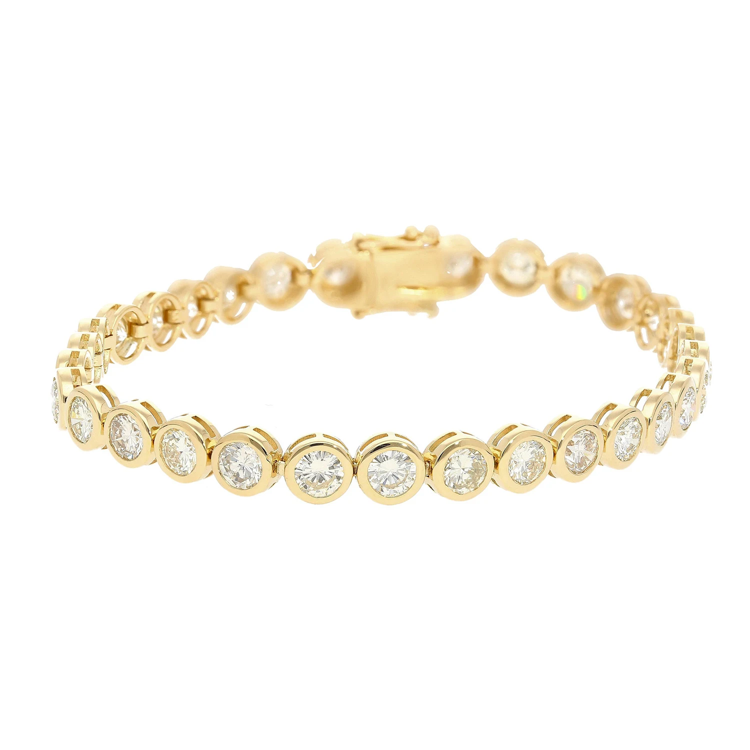 7.8-10 Carat 18K Yellow Gold Bezel Set Natural Diamond Tennis Bracelet for Women