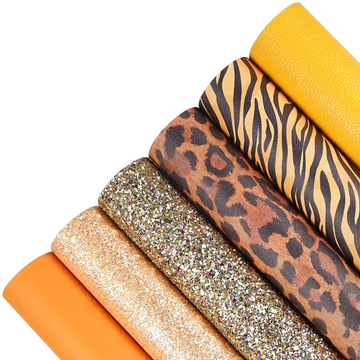 
 6 шт./компл. оранжевая леопардовая текстура кожи litchi крупная блестящая ткань из искусственной кожи для бантов и застежки для волос  