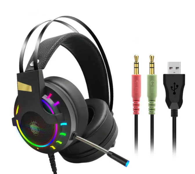 Gaming Headset for PS4/For PC/For xbox gaming Noise Cancelling Over Ear Headphones with Mic, LED Light, Bass Surround, Soft M