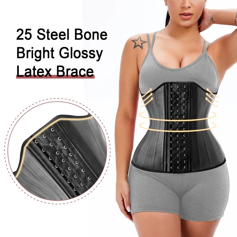 Private Label Latex Waist Trainer Corset 25 Steel Bone Modeling Strap Women Shaper Slimming Sheath Belly Belt Shapewear Top Vest