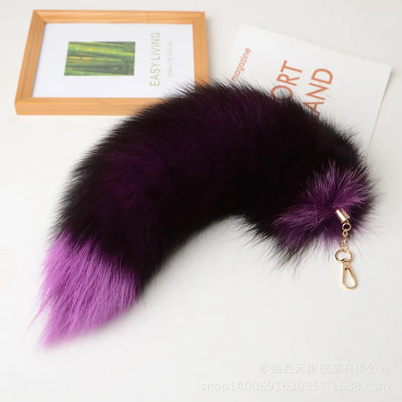 High Quality Oversized Fox Tail Key Chain Ladies Bag Pendant Car Furry Keychain