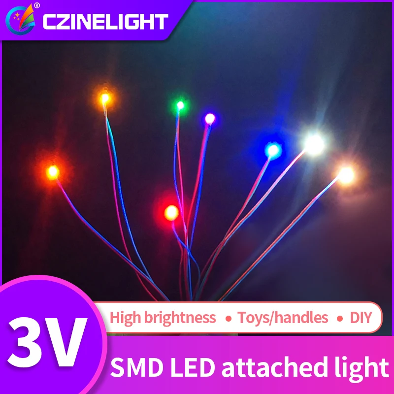 Czinelight оптовая продажа 3 в 12 В 24 0402 0603 0805 SMD Предварительно Проводные светодиодные диоды с гибким кабелем Автомобильные модели самолетов осветительные