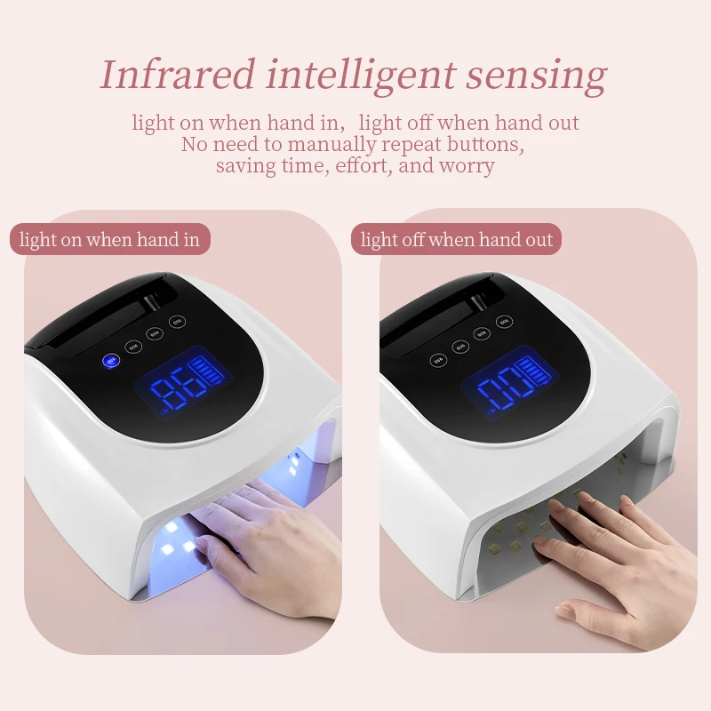 High Quality UV Led Light Nail Dryer Gel Polish Dryer High Power 60W Cordless Rechargeable Uv Led Nail Lamp LCD Screen Nail Lamp
