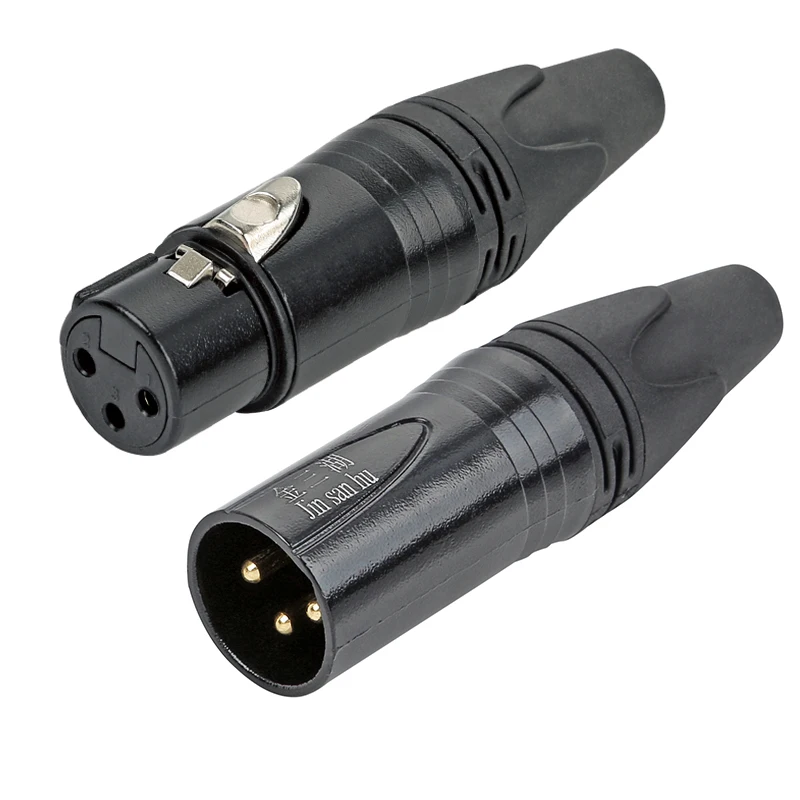 Gold plating Copper needle Male and  Female Plug Cable Connector Microphone 3 pin Audio Socket XLR Connector