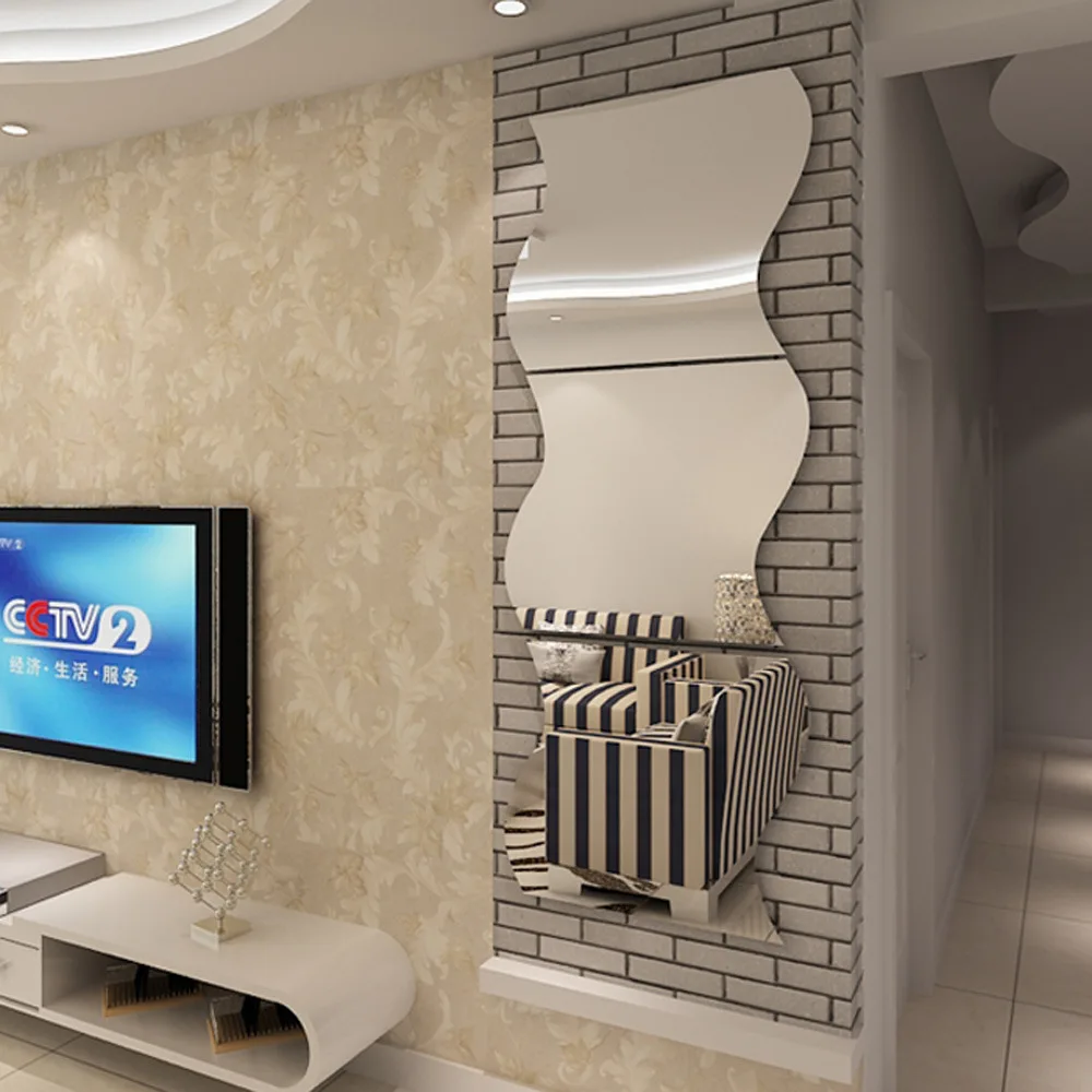 YIYAO Flexible Non Glass Acrylic Mirror Sheet Tiles Self Adhesive Plastic Wall Stickers Mirror