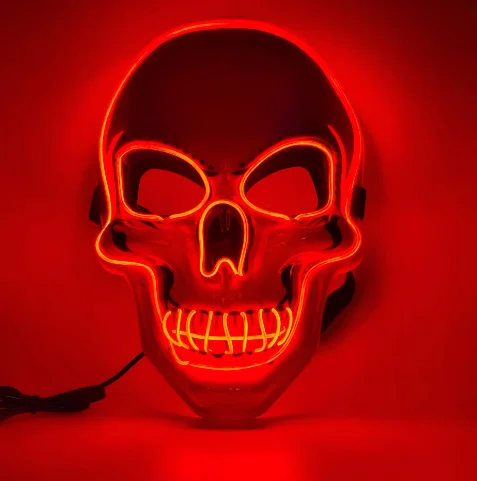 Hot Selling Flashing White EL Wire Skeleton Mask for Halloween Party