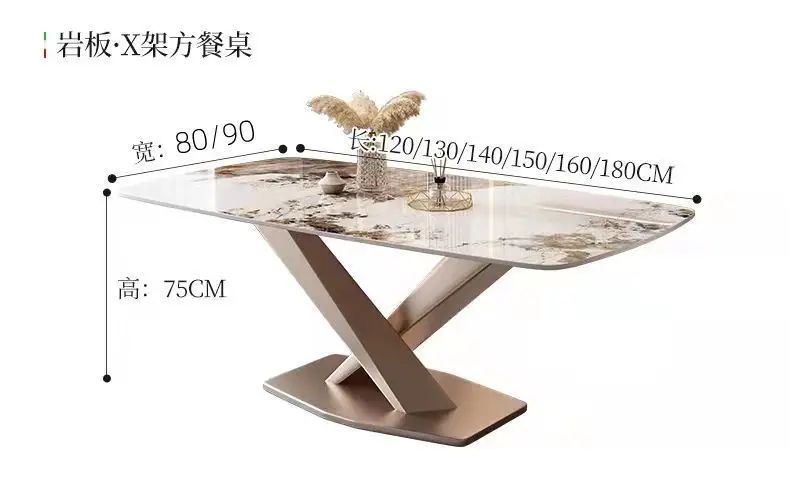 Italian Minimalist Modern Restaurant Nordic Marble Top 4-6 seater Dining Table Set dining table
