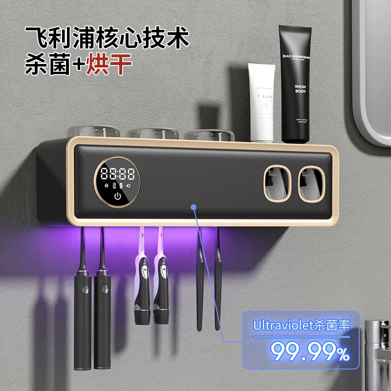Intelligent toothbrush disinfector non perforated toothbrush holder