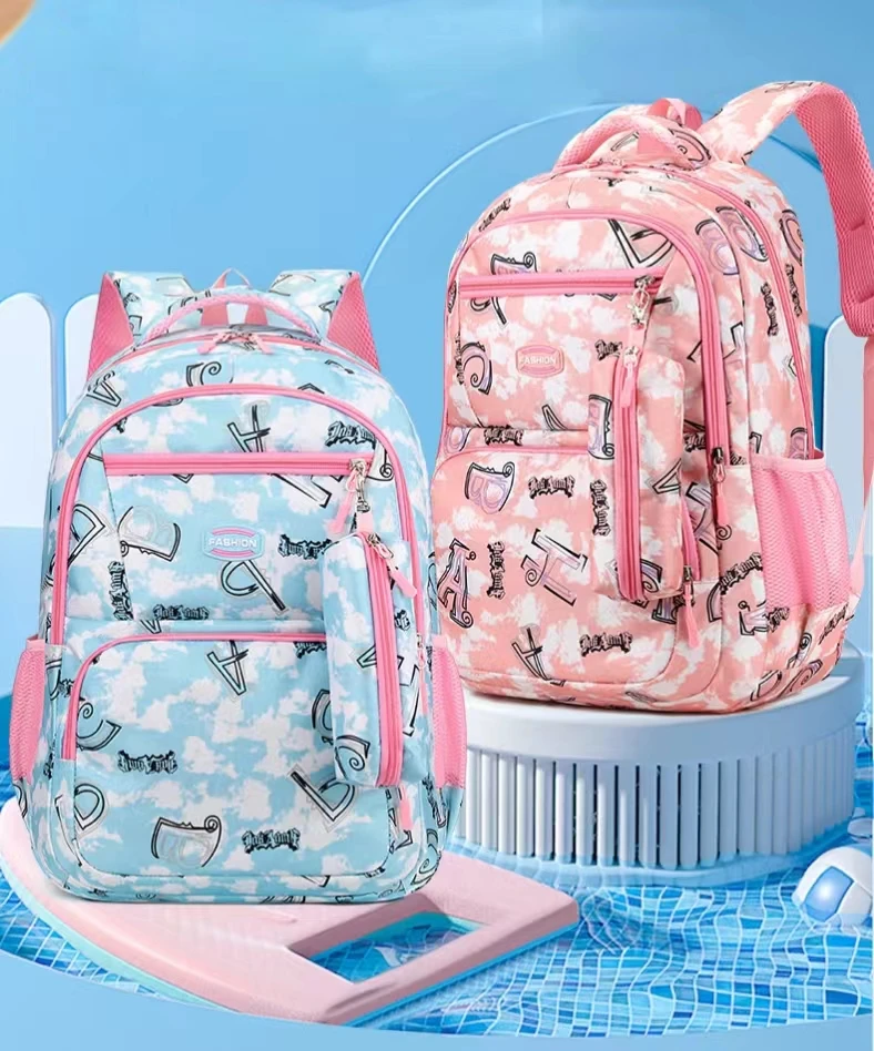 Primary Bow Knot Schoolbag With Rabbit Pendant For Girls Orthopaedics Kids Backpack Kawaii Waterproof School bag