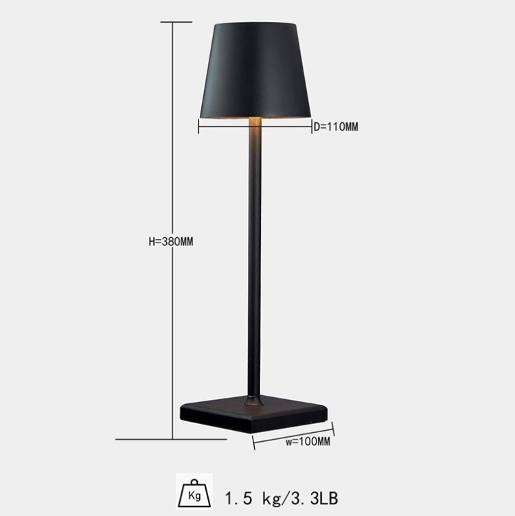 Italian Portable Cordless Rechargeable Dimmable Touch Control Metal LED Dinner Table lamp For Restaurant Dinning Hall 5200mAh