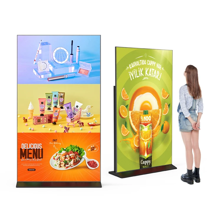 75 inch 4K Full Screen Digital Signage And Display Stand Alone Advertising Display Standing Player Kiosk Totem