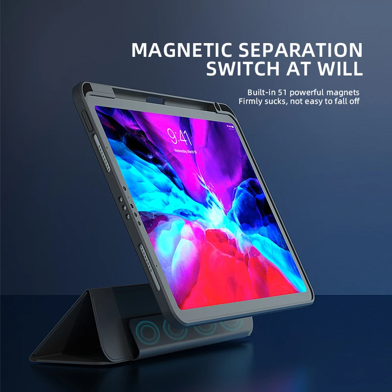 Smart Acrylic Magnetic Separation Case For Samsung A7 T500 T505 S6Lite P613 P619 A8 X200 Flip 3 Fold PU Leather Protective Cover