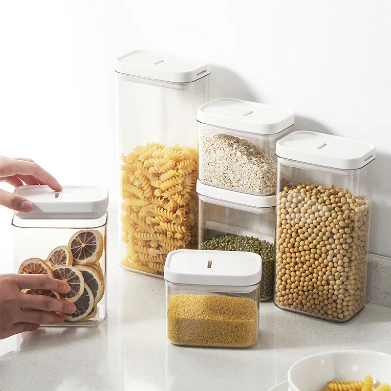 Dry Food Storage Box Airtight Clear Plastic Container Kitchen and Pantry Organization Canisters with Durable Lid