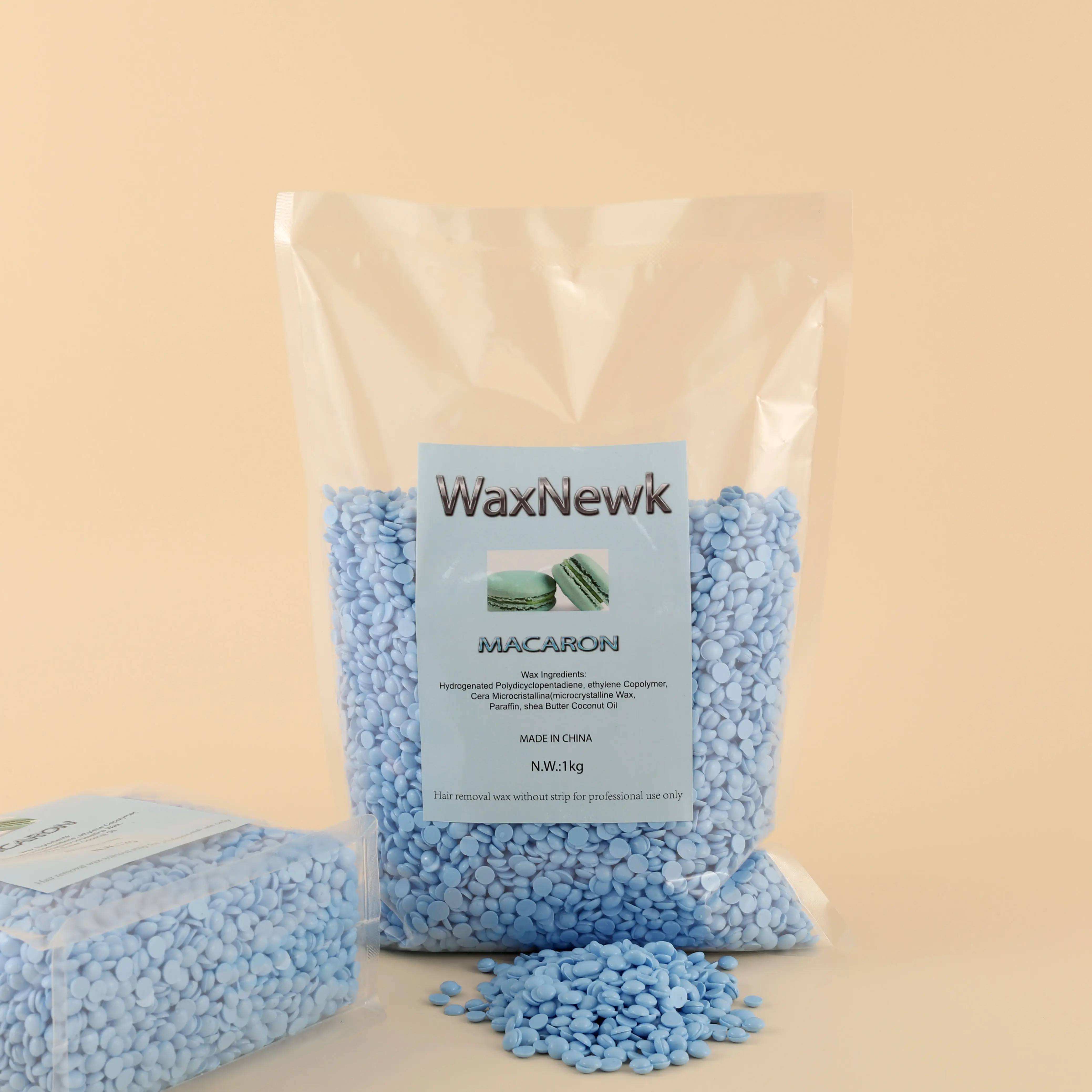 WaxNewK 1 кг Макарон синего цвета гипоаллергенный салон красоты безболезненный твердый низкотемпературный вязкий сильный воск без канифоли