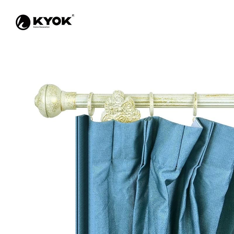 New Glass Ball Pipe Flower Shaped Football Finial Curtain Rod stainless Nickle Pipe Bracket For Living Room