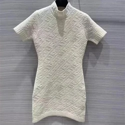 Luxury High Quality Ladies Dresses Two Pieces Knit Tank Top Skirt Designer Women Casual Dresses Embossed 3D Relief Letter