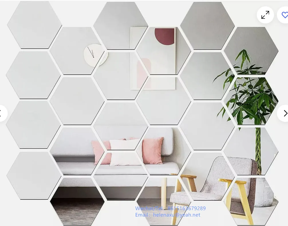 24PCS 3D Hexagon Mirror Tiles Wall Stickers Self Adhesive Decor Stick On Art Home