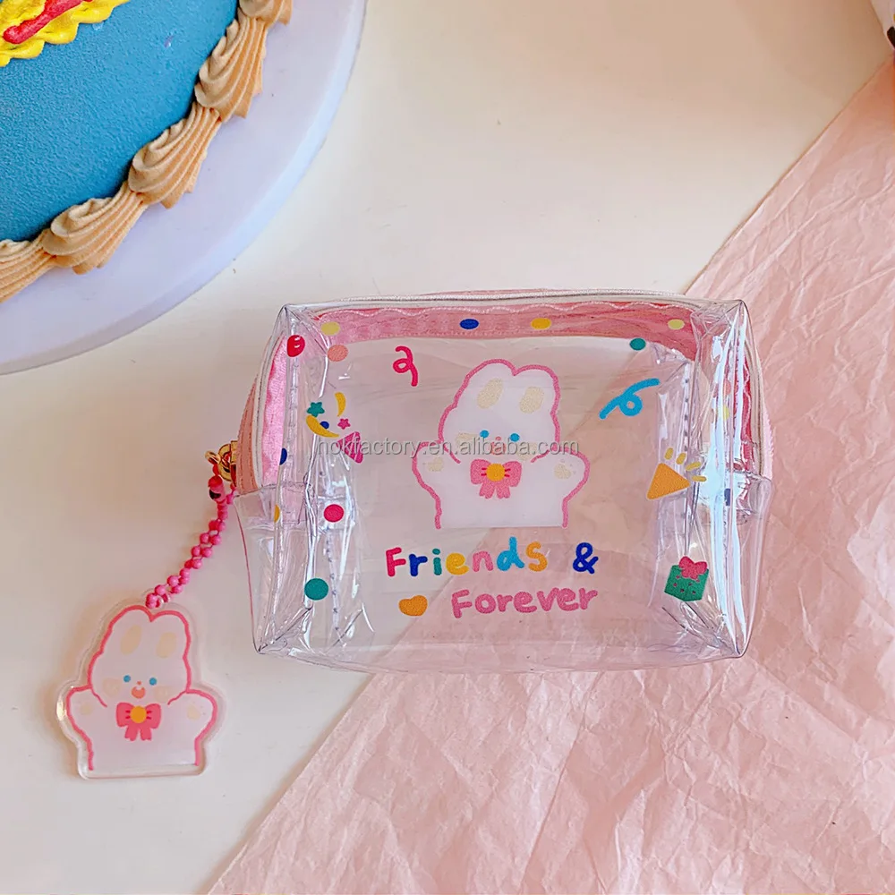 2024New Keychain Small Wallet Card Plastic Coin Purses Holder Square Pouch With Zipper Transparent Mini Clear Pvc Coin Purse