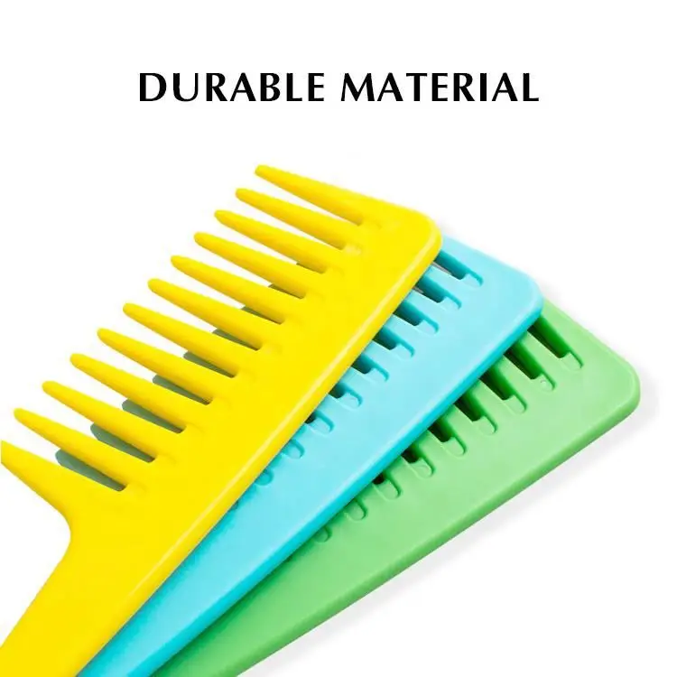 Manufacturer Salon Plastic Anti-Static Shampoo Hair Comb Custom Logo Wide Teeth Shower Detangling Barber Lice Comb with Hook