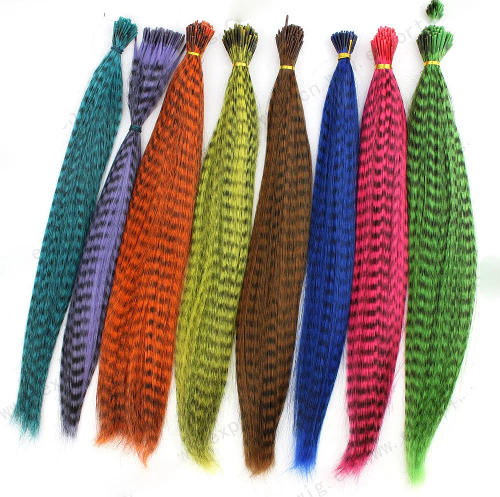 TKL high temperature Rainbow colorful feather hair extensions straight extra Long hair extension