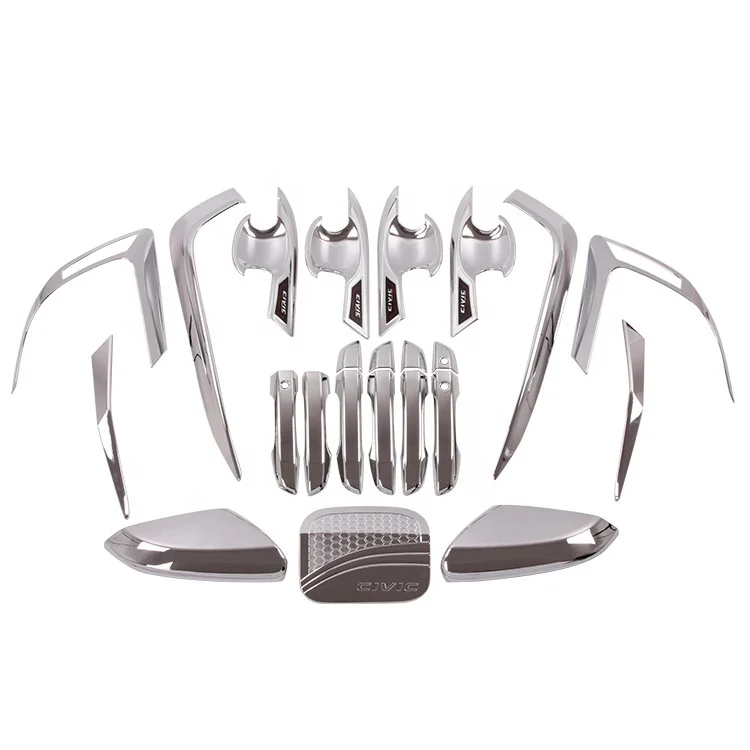 WZXD New Arrival Chrome Stickers Auto Accessories Car Tuning 23pcs/Set Handle Lamp Cover For Honda Civic 2016