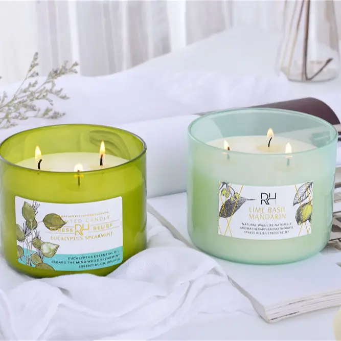 High End 3 Wick Candles Custom Private Label Glass Bottle Scented Candles Luxury Gift Set 3 Wick Scented Candle