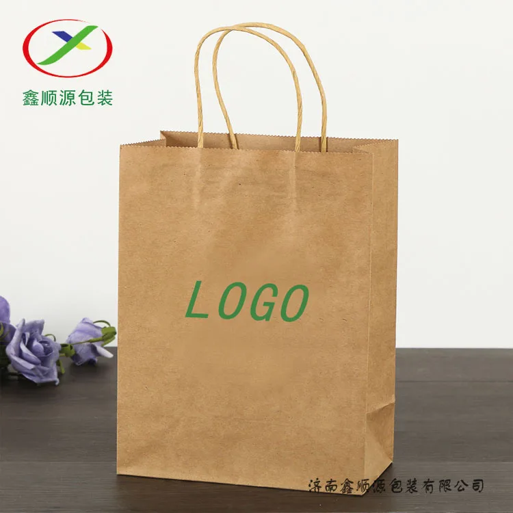Low Price Eco Friendly Brown Takeaway Carry cardboard paper Kraft Bag for supermarket