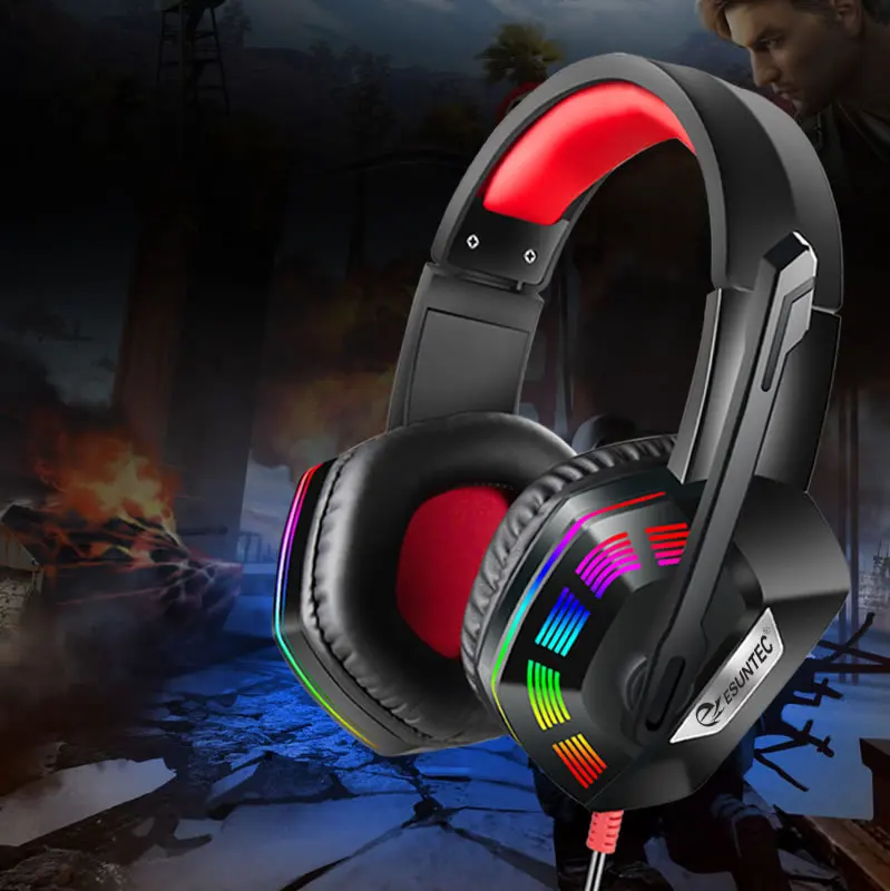 2022 New gaming earphones headsets USB wired headset comfortable noise canceling Gaming headphone with Mic and LED backlight, M1