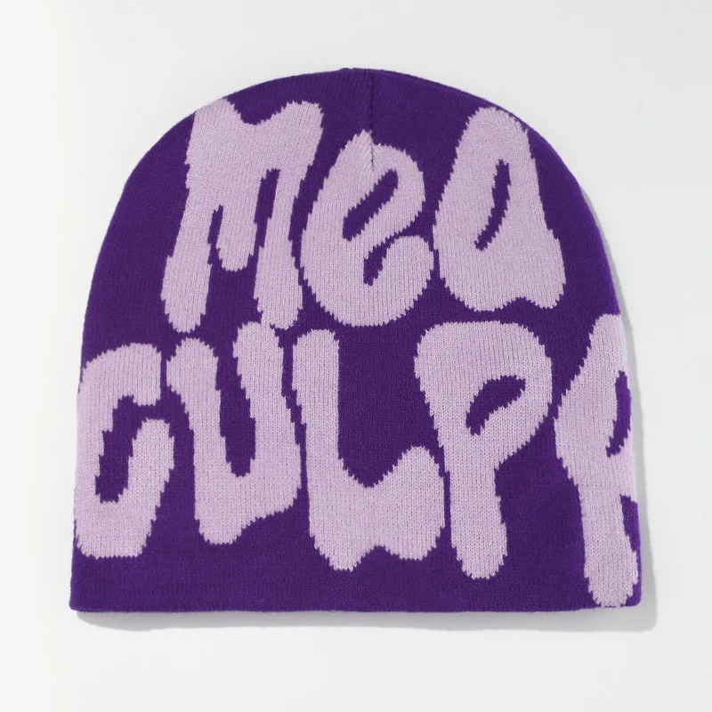 Y2K letter jacquard knitted popular hip hop Unisex casual comfortable soft low price custom blank solid color Winter Warm Beanie