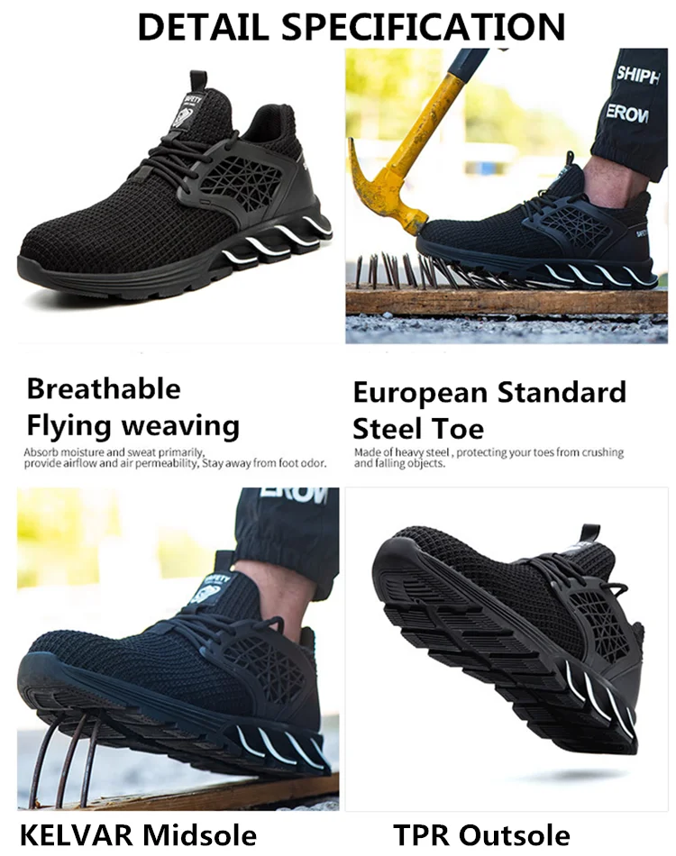 FUNTA Hot Selling Work Boot Trainers Sport Casual Mens Steel Toe Caps industrial Safety Shoes