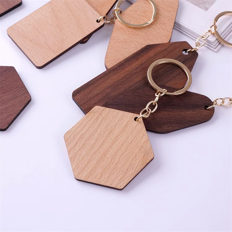 Wood Keychain Tag  Various Shape Wood Pieces Cartoon cute wooden car keychain pendant