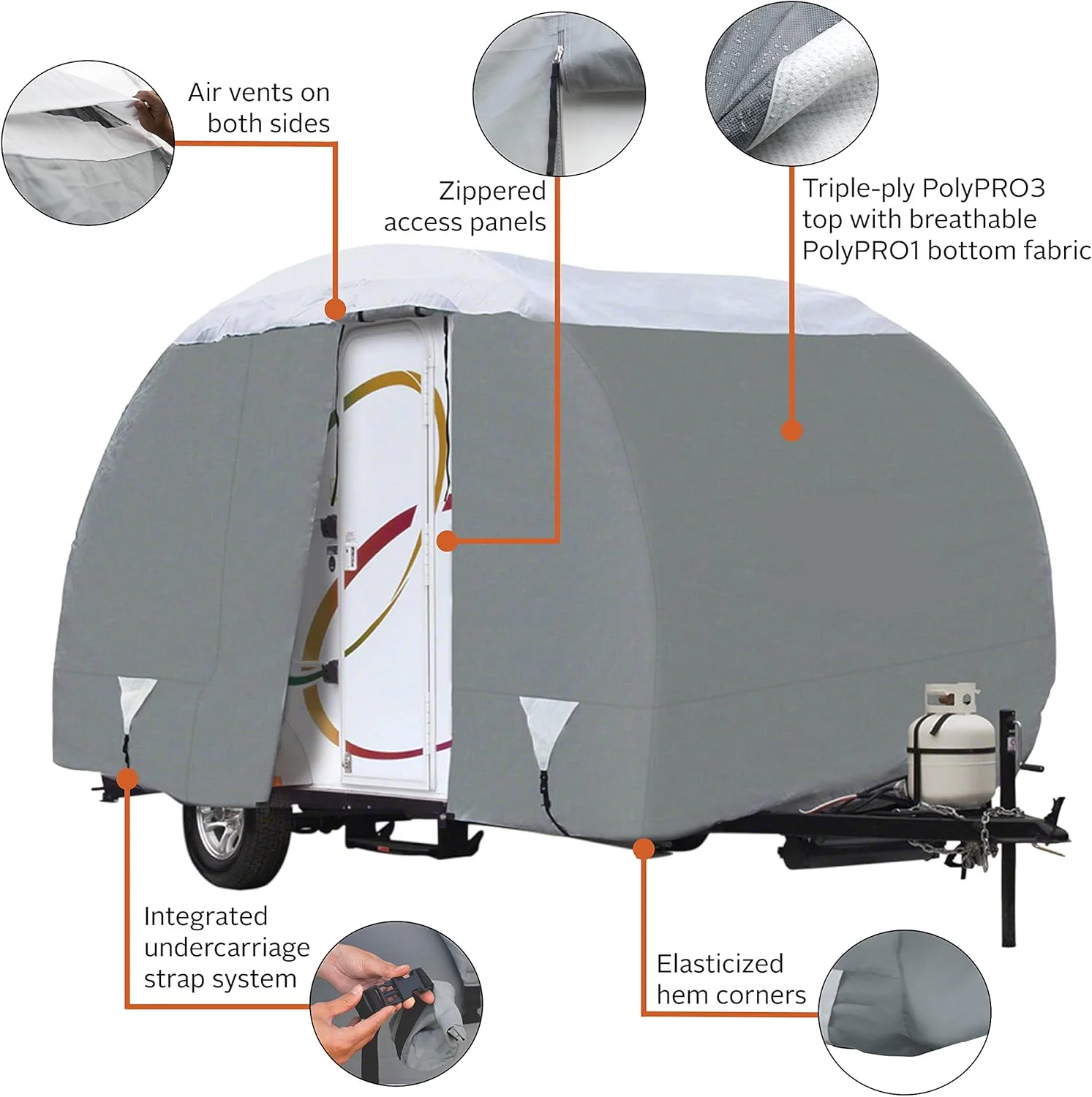 ATLI Teardrop Trailer Cover Caravan Cover Waterproof RV Motorhome Cover