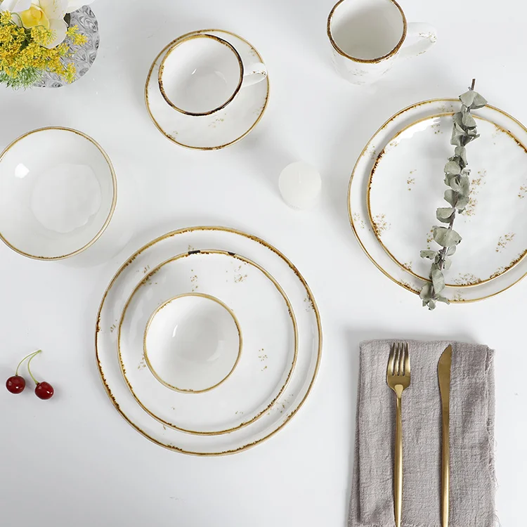Microwave, Oven, and Dishwasher Safe, Scratch Resistant, Modern Rustic Dinnerware Ceramics Dinnerware Dinnerware Set