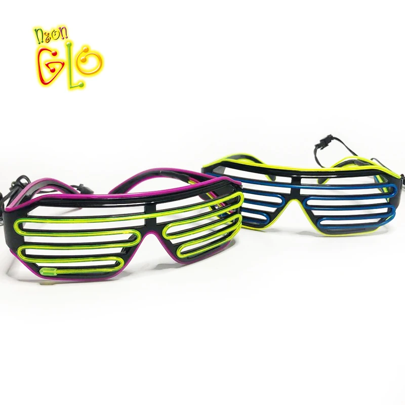 Voice-activated Neon Thematic Party LED Light Shades Glasses Shutter Shining Flash Changing 3D Luminous Glasses for Night Party