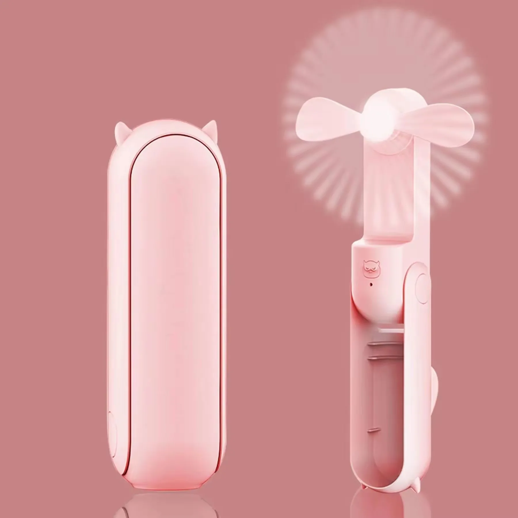 Desk Personal Custom USB Small Electric Handheld Cooler Cooling Car Rechargeable Hand Portable Mini Fan With Light Power Bank