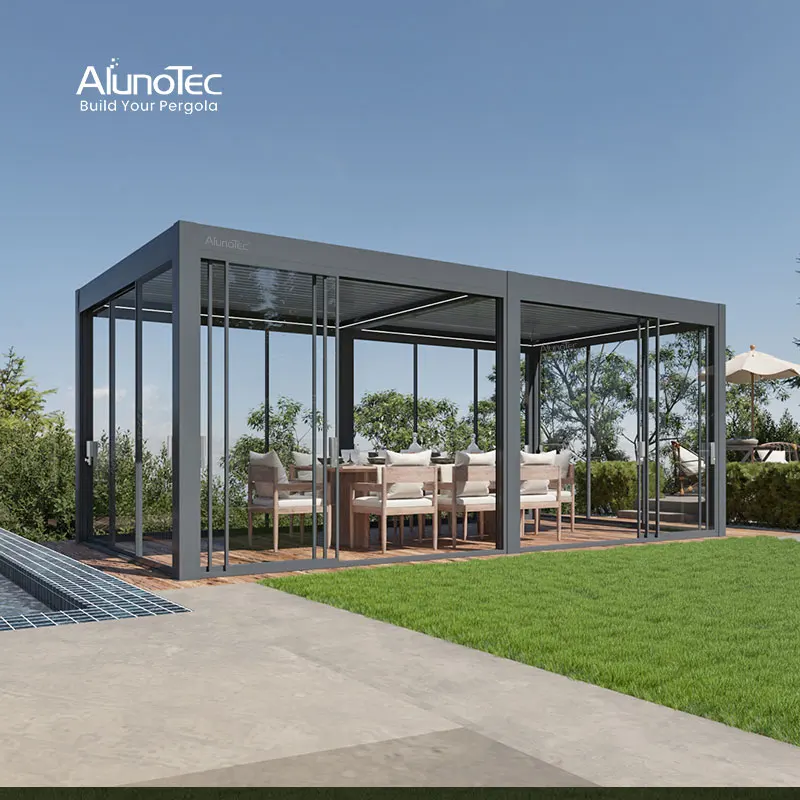 Motorized Electric Folding Louvered Roof Bioclimatic Outdoor Aluminum Pergola Price Gazebo