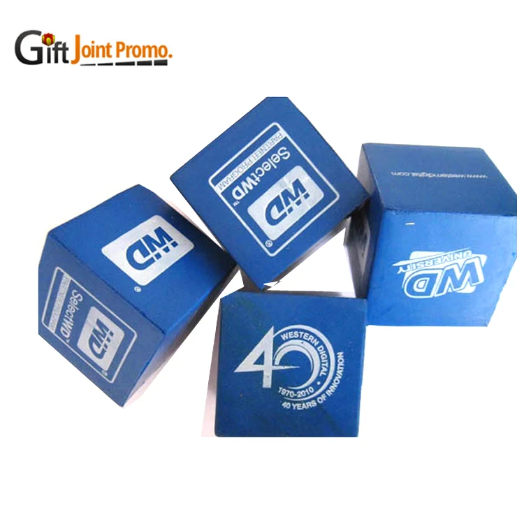 Promotional Personalized LOGO PU Foam Stress Relief Cube Ball Anti Stress Cube