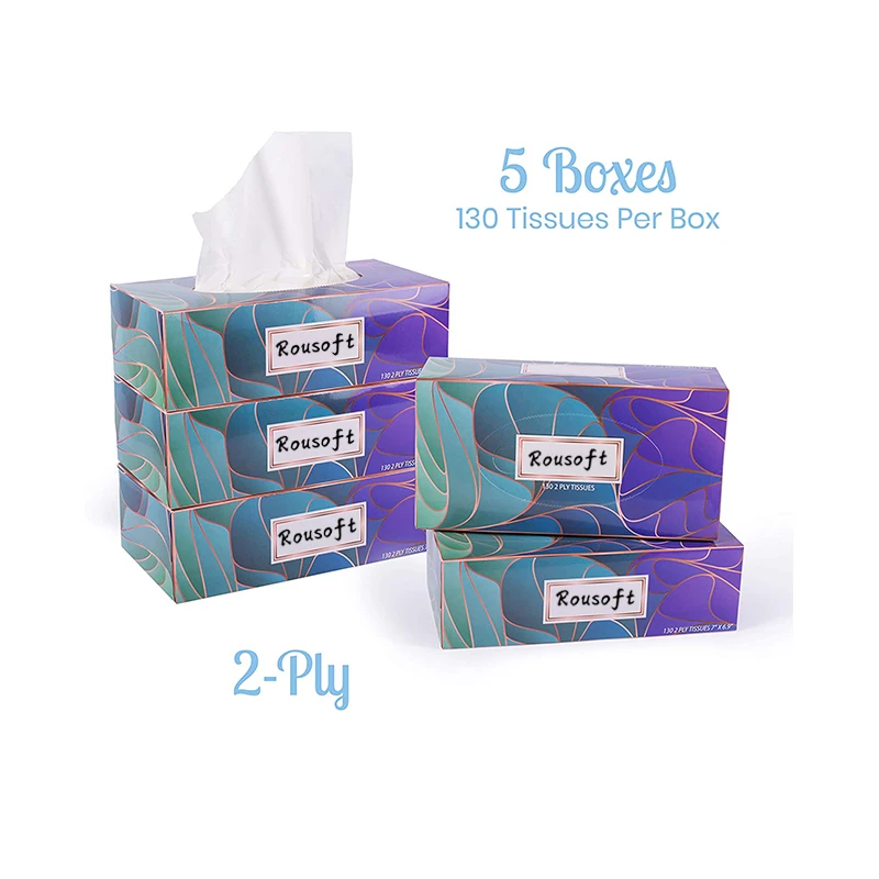 Box custom printed packing disposable custom logo face soft paper box facial tissues