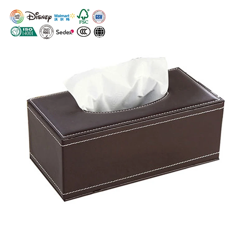 Пользовательские Европейский стиль бытовые Роскошные прямоугольные искусственная кожа Tissue Box
