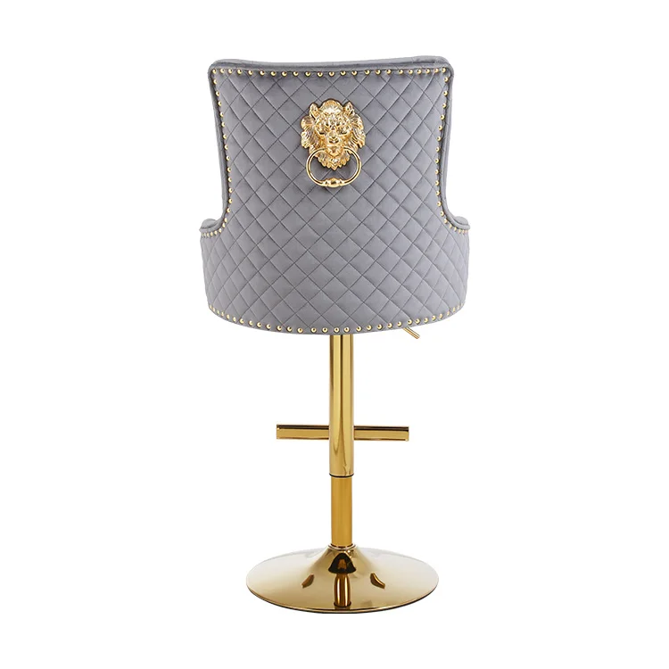 Square back velvet hand made bar chair Height adjustable chrome base restaurant bar stool