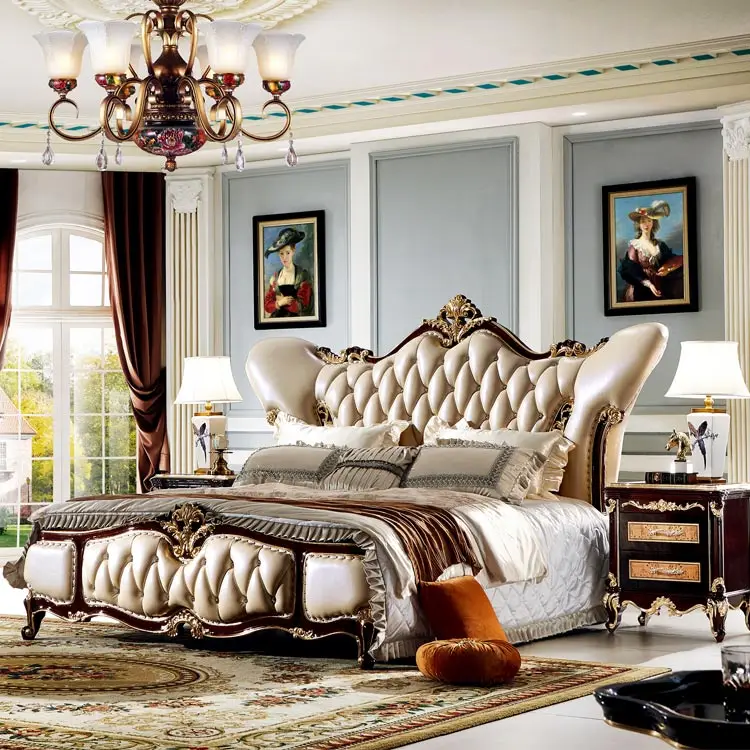 Bedroom Set Featuring French Style Sleigh Platform Bed