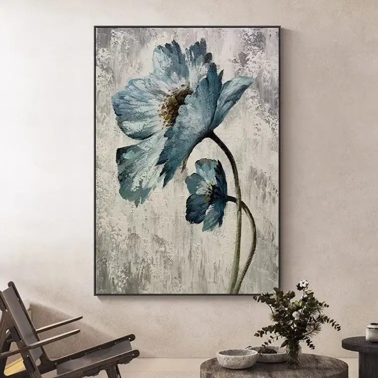 Large Flower Oil Painting 3D Texture Art Wall Decoration Office Bedroom Hallway Wall Decor Home Gif Paintings and Wall Arts